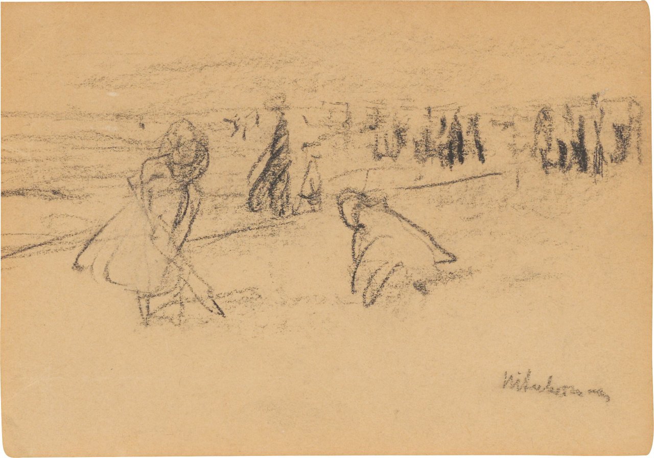 This picture shows the following artwork: Max Liebermann. Spielende Kinder am Strand von Noordwijk. Circa 1908.