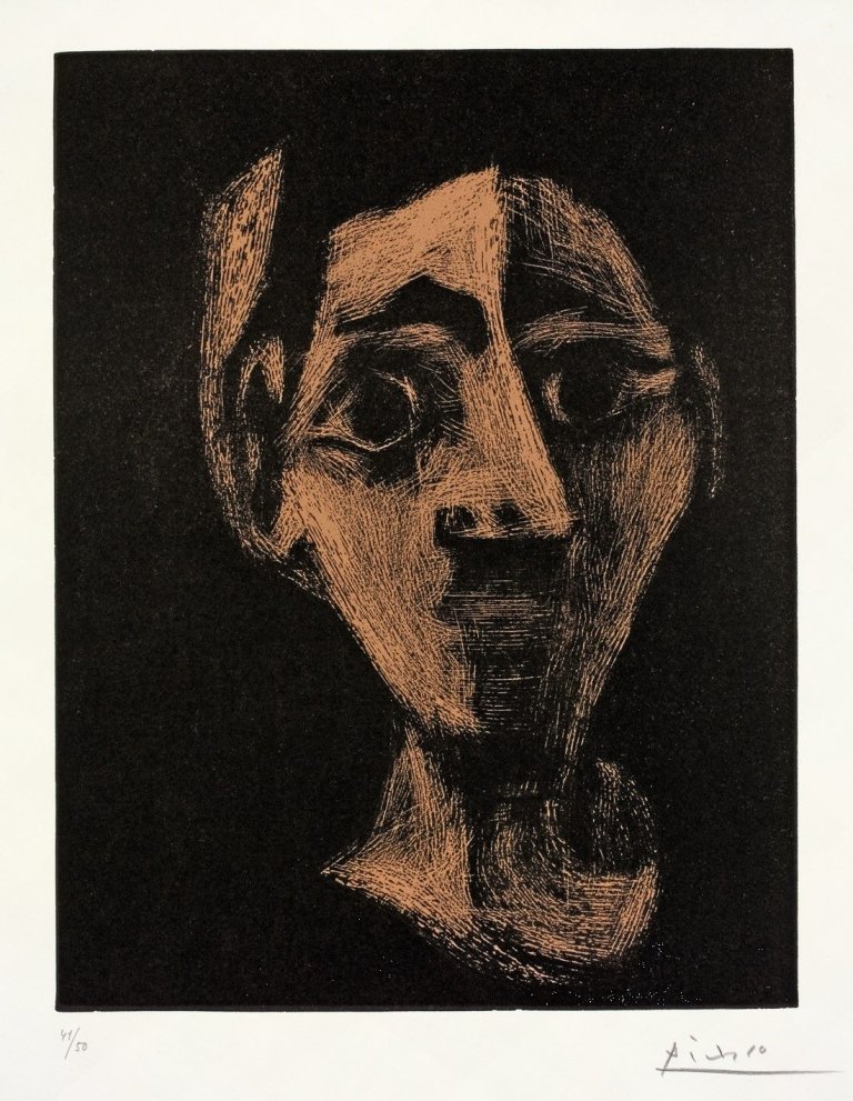 Auf diesem Bild ist das folgende Kunstwerk zu sehen: Pablo Picasso. „Jacqueline au bandeau I“. 1962.