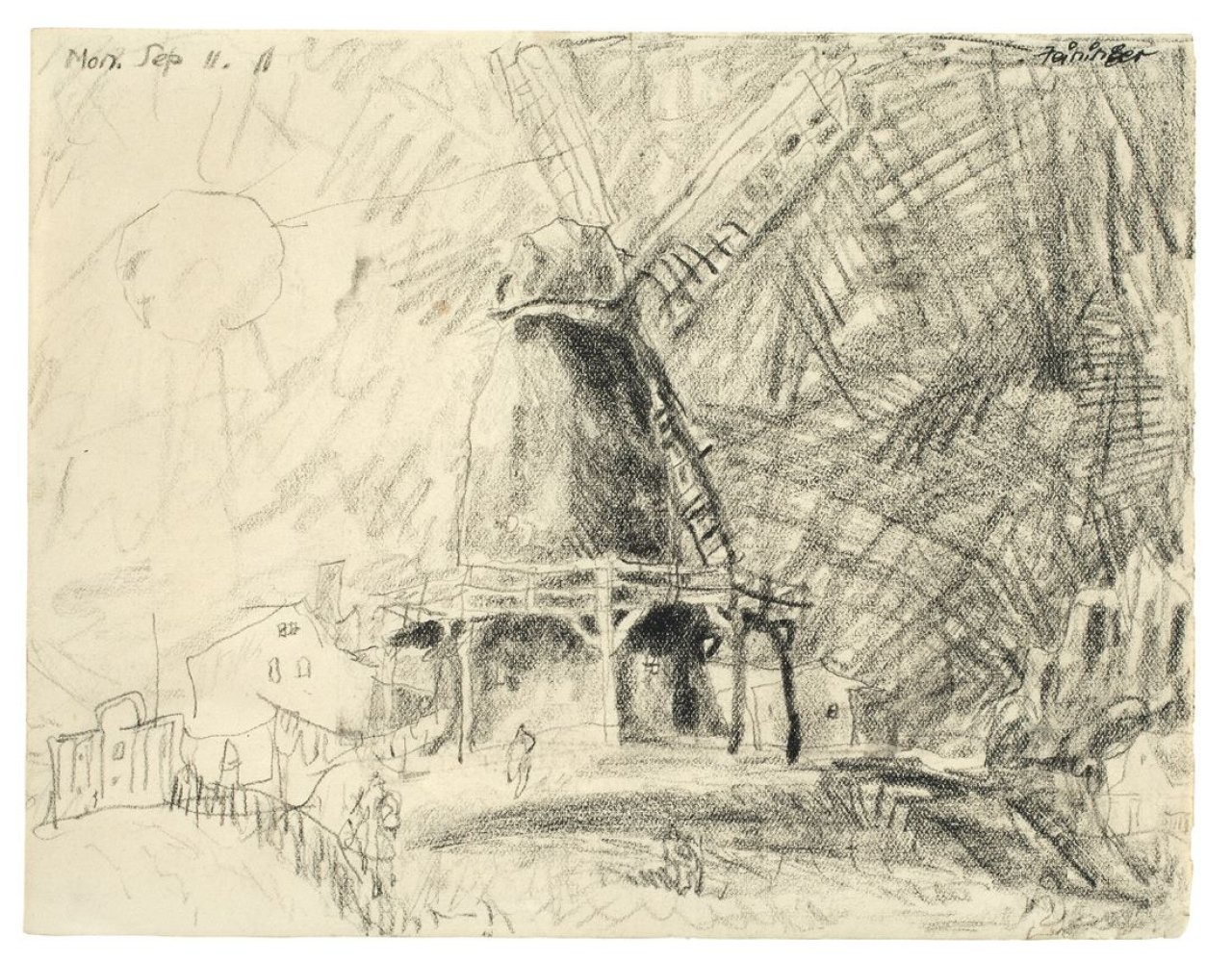 This picture shows the following artwork: Lyonel Feininger. Windmühle. 1911.