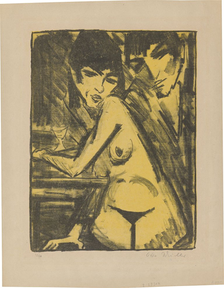 Auf diesem Bild ist das folgende Kunstwerk zu sehen: Otto Mueller. „Paar am Tisch“. 1922-25.