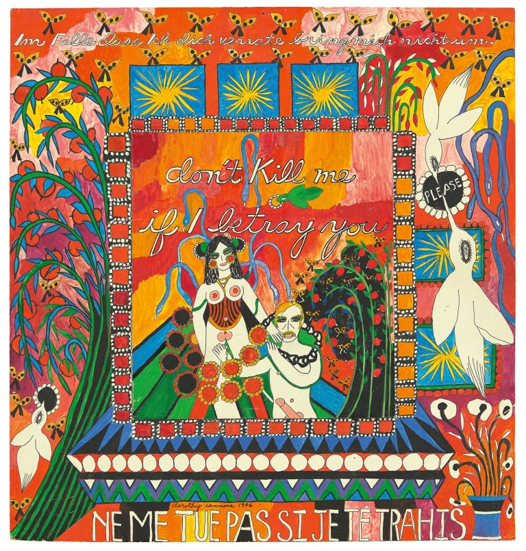 This picture shows the following artwork: Dorothy Iannone. „don't kill me if I betray you“. 1976.