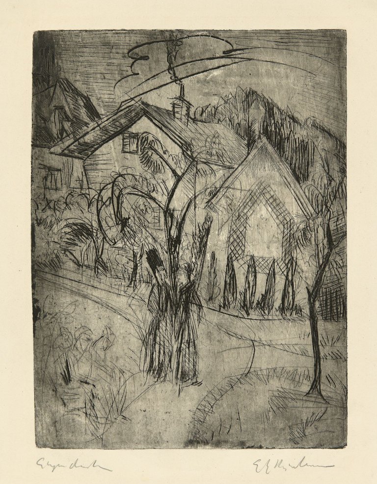 Auf diesem Bild ist das folgende Kunstwerk zu sehen: Ernst Ludwig Kirchner. „Park Königstein “. 1916.