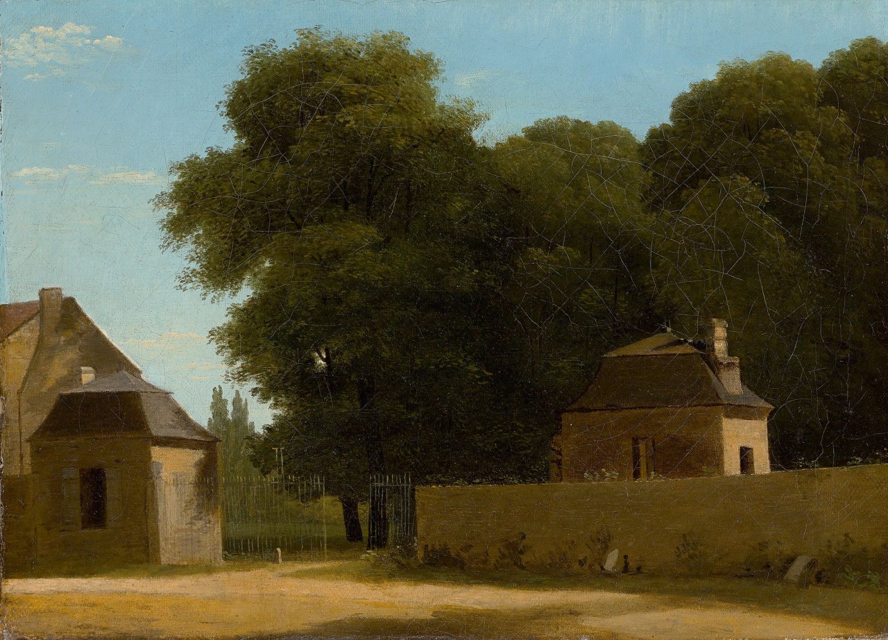 Auf diesem Bild ist das folgende Kunstwerk zu sehen: Jean Victor Bertin. Eingang des Parks von Saint-Cloud.
