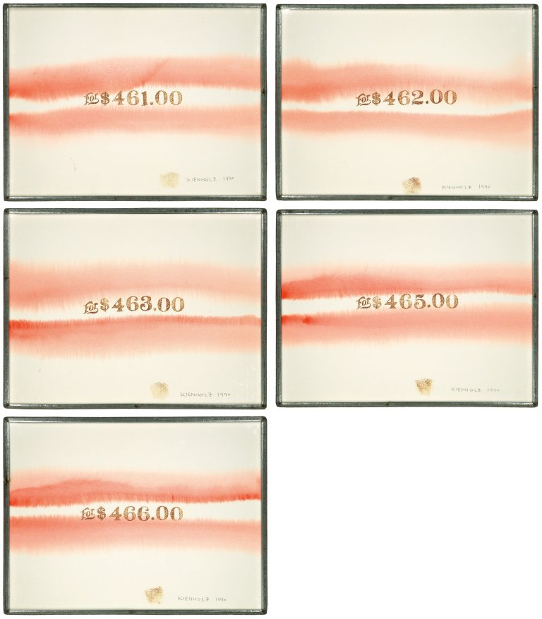 Auf diesem Bild ist das folgende Kunstwerk zu sehen: Edward Kienholz. For $461 / For $462 / For $463 / For $465 / For $466. 1990.