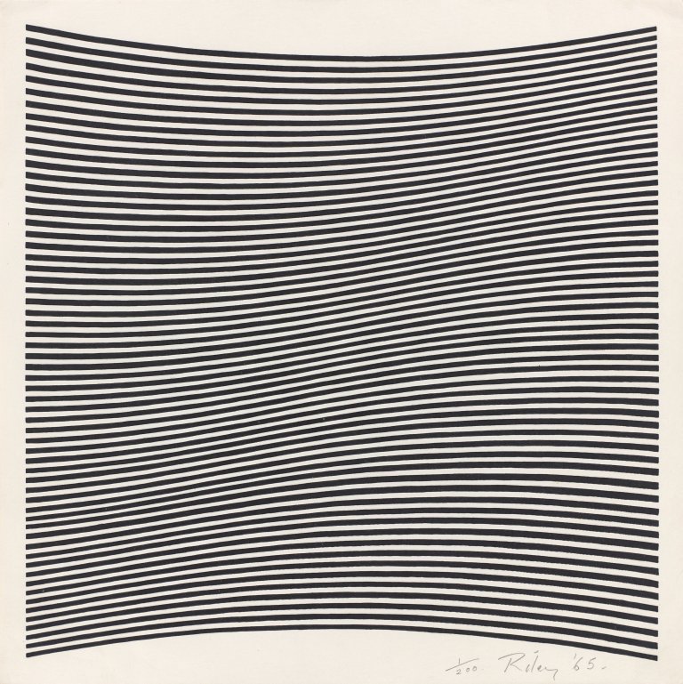 Auf diesem Bild ist das folgende Kunstwerk zu sehen: Bridget Riley. „Untitled (La Lune En Rodage - Carlo Belloli)“. 1965.