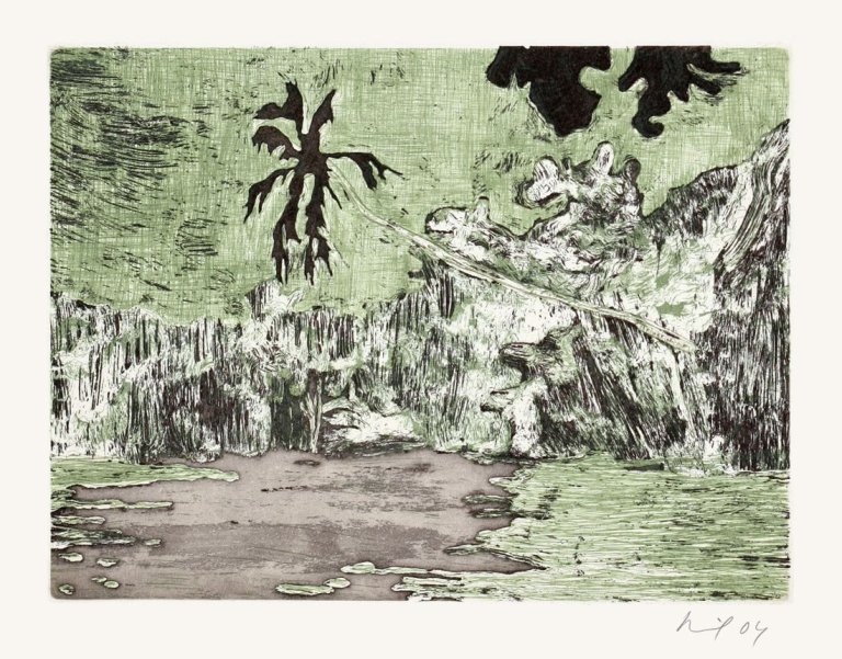 Auf diesem Bild ist das folgende Kunstwerk zu sehen: Peter Doig. „Black Palm“. 2004.