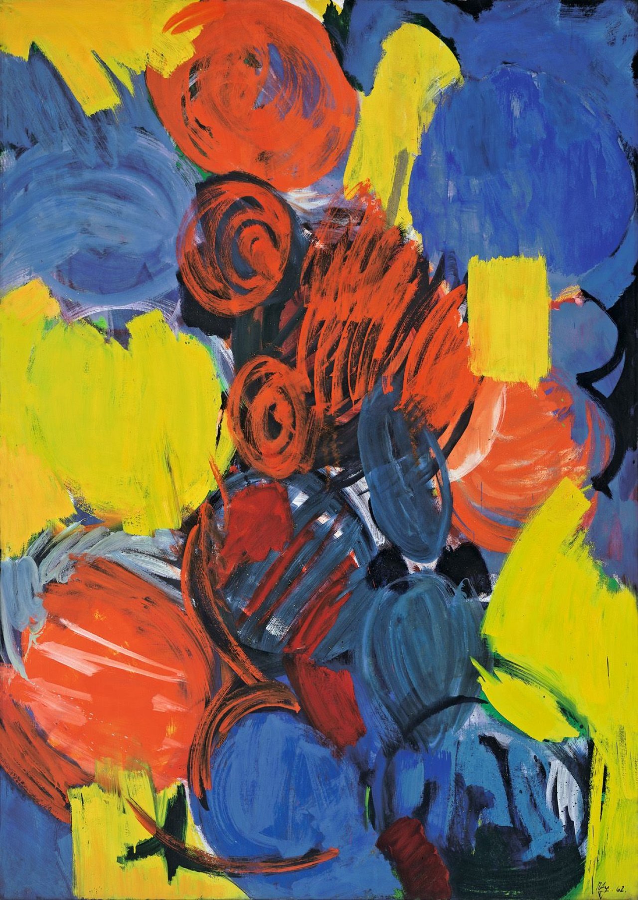 Auf diesem Bild ist das folgende Kunstwerk zu sehen: Ernst Wilhelm Nay. „Weizengelb“. 1962.