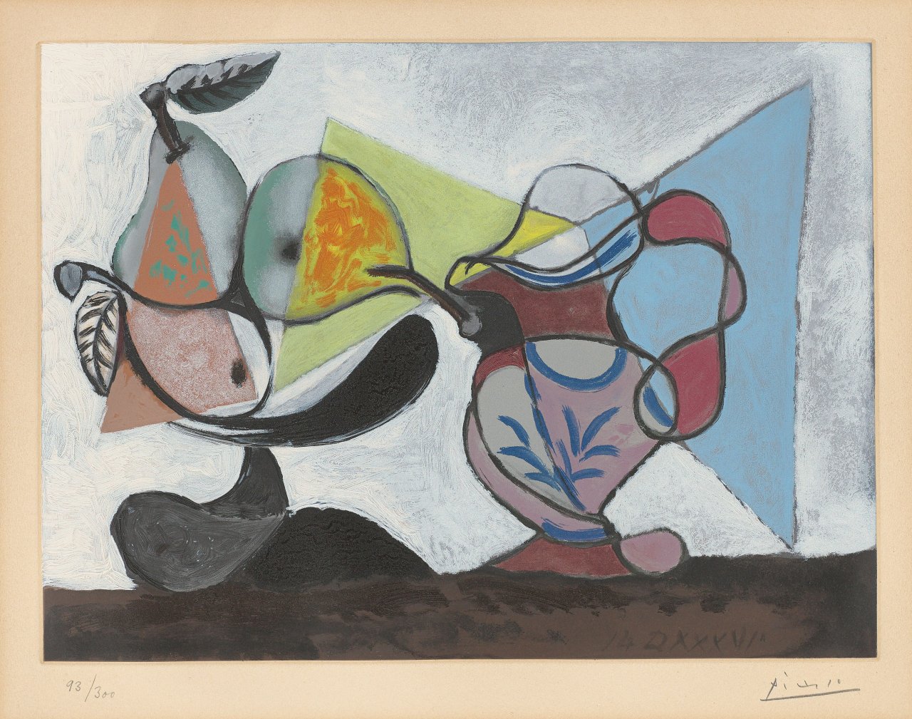 Auf diesem Bild ist das folgende Kunstwerk zu sehen: Nach Pablo Picasso. Nature morte aux poires et au pichet. Um 1960.