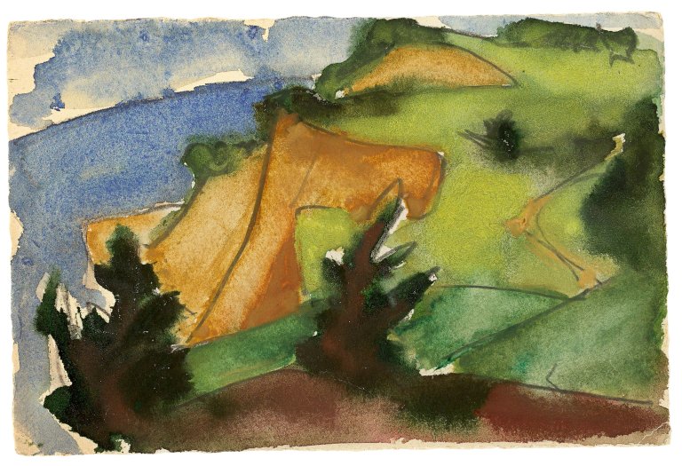 Auf diesem Bild ist das folgende Kunstwerk zu sehen: Max Kaus. Steilküste von Hiddensee. 1922.