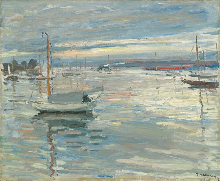 Auf diesem Bild ist das folgende Kunstwerk zu sehen: Josef Oppenheimer. Segelboote auf dem Wannsee. Um 1920.