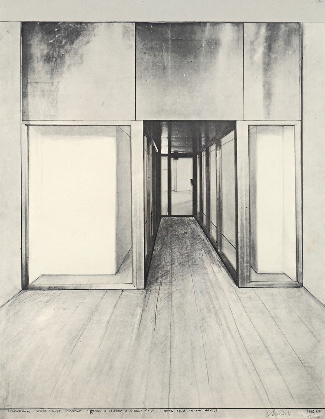 This picture shows the following artwork:  Christo. „Corridor Store Front, Project“. 1966/67.