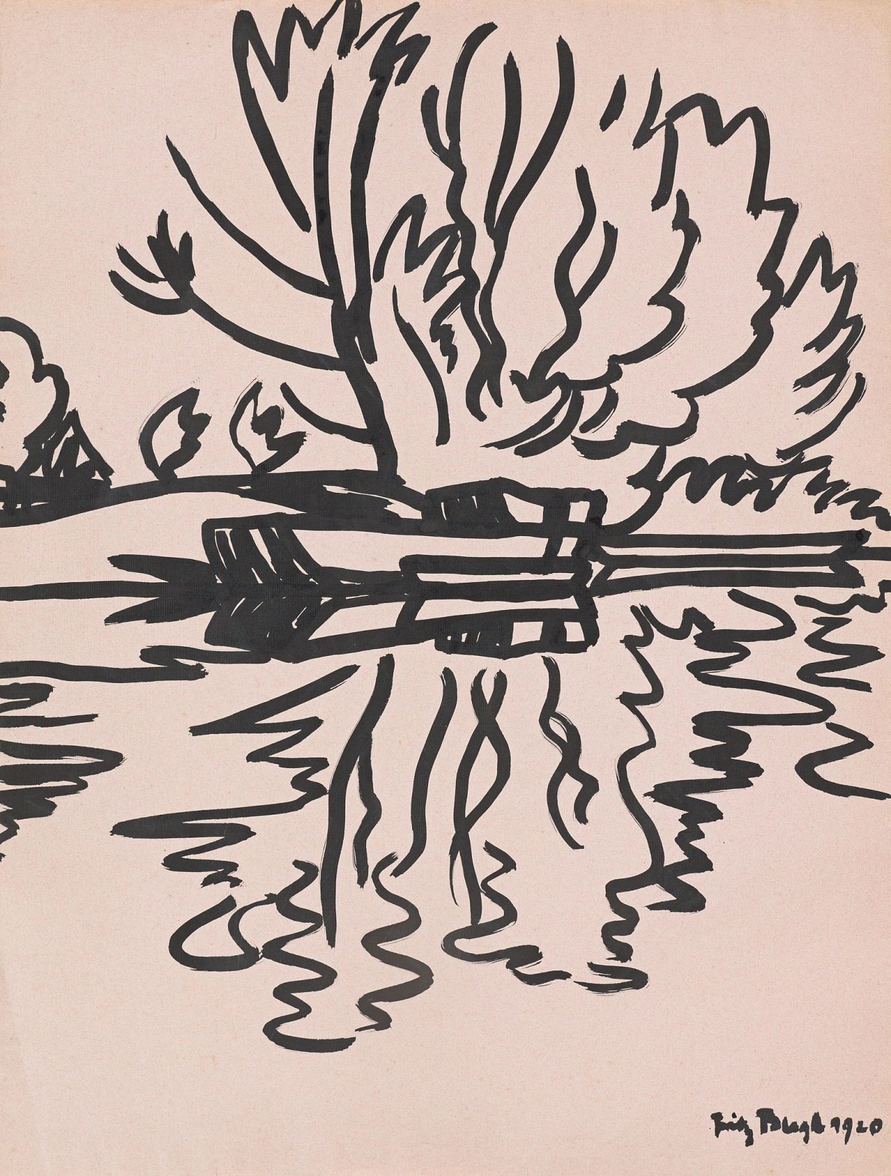 Auf diesem Bild ist das folgende Kunstwerk zu sehen: Fritz Bleyl. Havellandschaft VI. 1920.