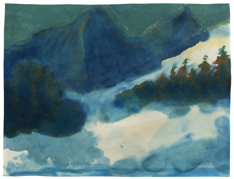 This picture shows the following artwork: Emil Nolde. „Schweizer Berglandschaft (Schneeberge)“. 1936.