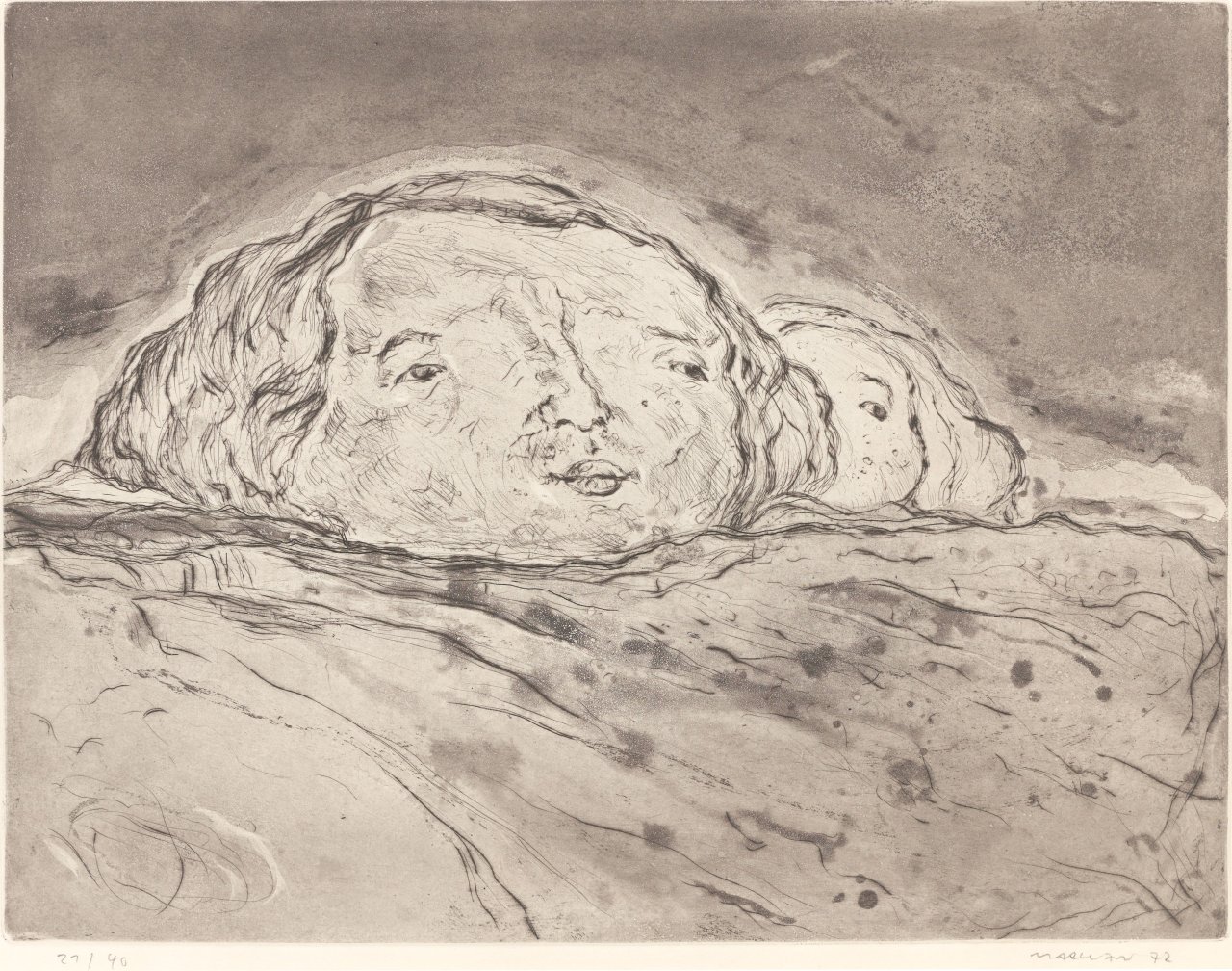 Auf diesem Bild ist das folgende Kunstwerk zu sehen:  Marwan. „Kopflandschaft“. 1972.