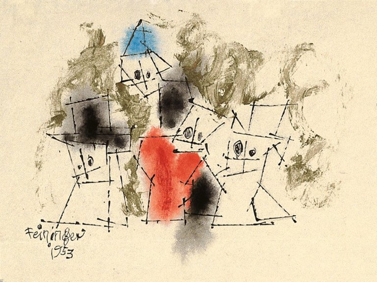 Auf diesem Bild ist das folgende Kunstwerk zu sehen: Lyonel Feininger. Ghosties. 1953.