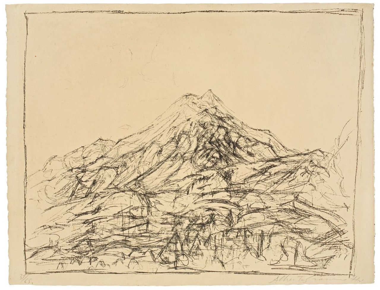 Auf diesem Bild ist das folgende Kunstwerk zu sehen: Alberto Giacometti. „Mountain in Maloja“. 1957.