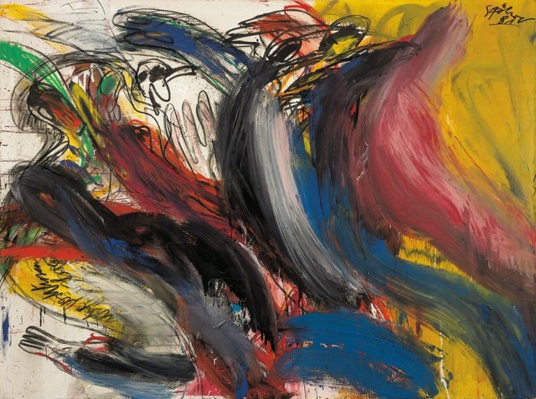 Auf diesem Bild ist das folgende Kunstwerk zu sehen: Walter Stöhrer. „Zerträumte Körper – Hommage à R.D. Brinkmann“. 1981.