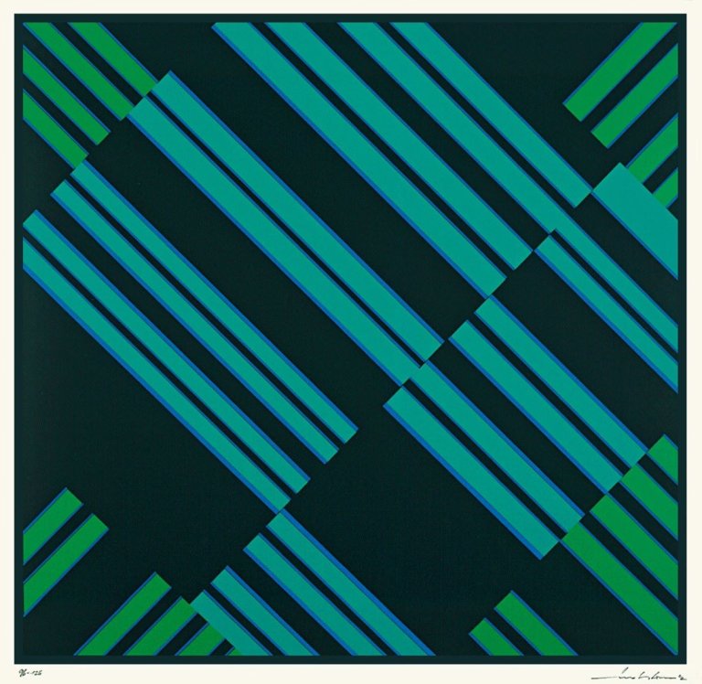 Auf diesem Bild ist das folgende Kunstwerk zu sehen: Günter Fruhtrunk. Aus: „Sechs Serigraphien“. 1967.
