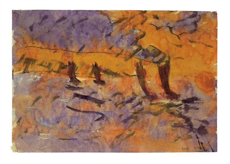 This picture shows the following artwork: Emil Nolde. „Dschunken in bewegter See“. 1913.