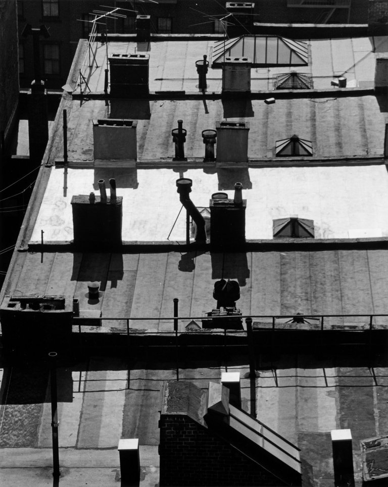 Auf diesem Bild ist das folgende Kunstwerk zu sehen: Andreas Feininger. „Roofs on Tenements on West 20 / 19th Street“. 1941.