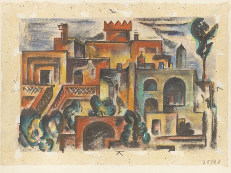 Auf diesem Bild ist das folgende Kunstwerk zu sehen: César Klein. „Landschaft in Italien“. 1915.
