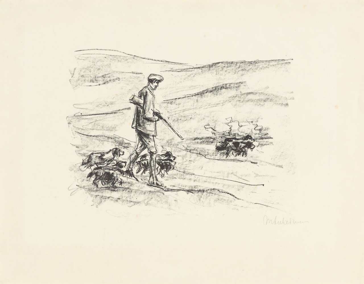 This picture shows the following artwork: Max Liebermann. „Jäger mit Spaniels“. 1924.