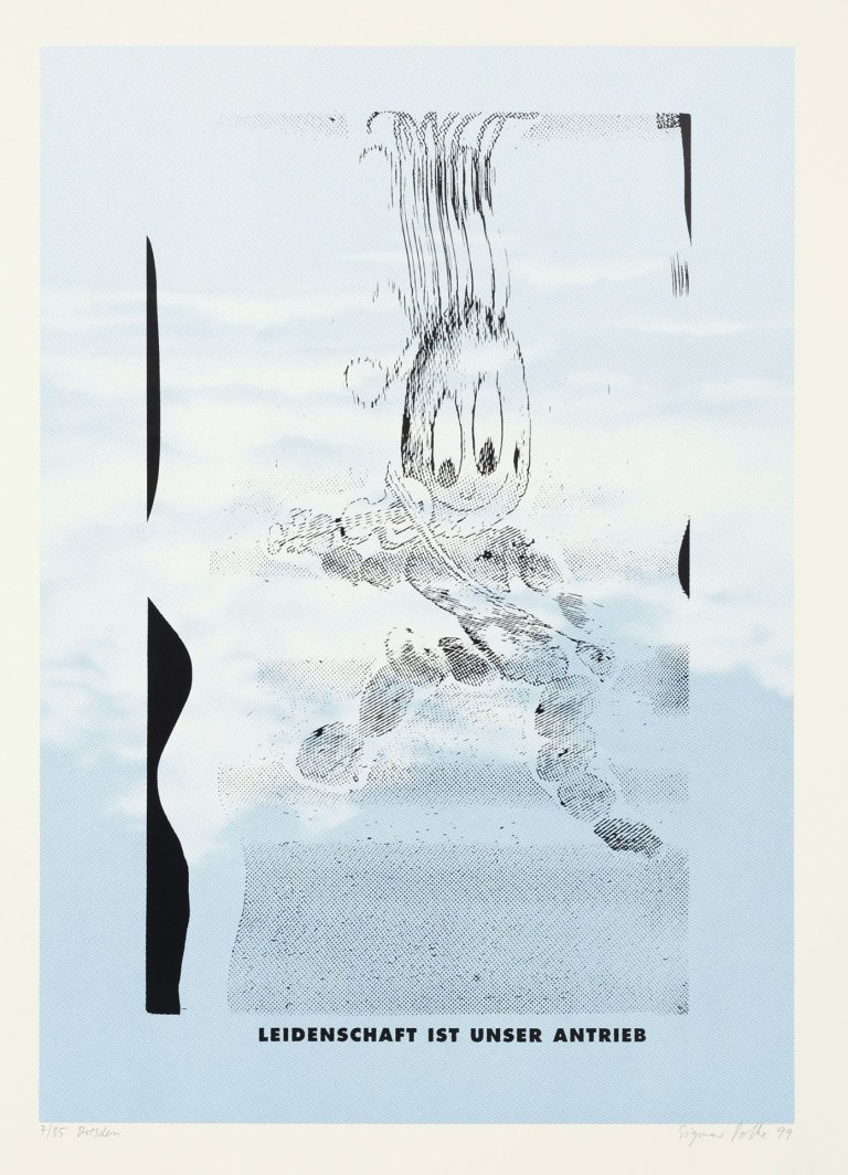 Auf diesem Bild ist das folgende Kunstwerk zu sehen: Sigmar Polke. „Leidenschaft ist unser Antrieb“. 1999.