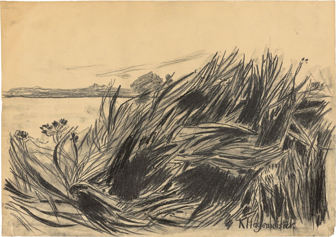 This picture shows the following artwork: Karl Hagemeister. „Uferlandschaft am Schwielowsee“. Circa 1920.