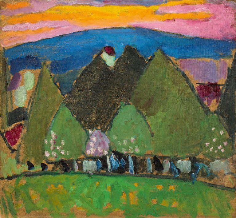 Auf diesem Bild ist das folgende Kunstwerk zu sehen: Alexej von Jawlensky. „Landschaft mit Bäumen“. Um 1909.
