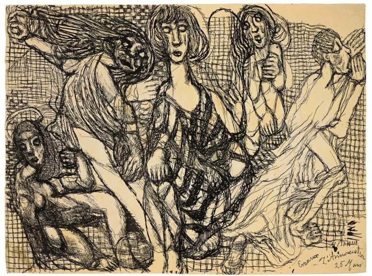 Auf diesem Bild ist das folgende Kunstwerk zu sehen: Louis Soutter. „L'annonciation 25 mars“. Um 1930/37.