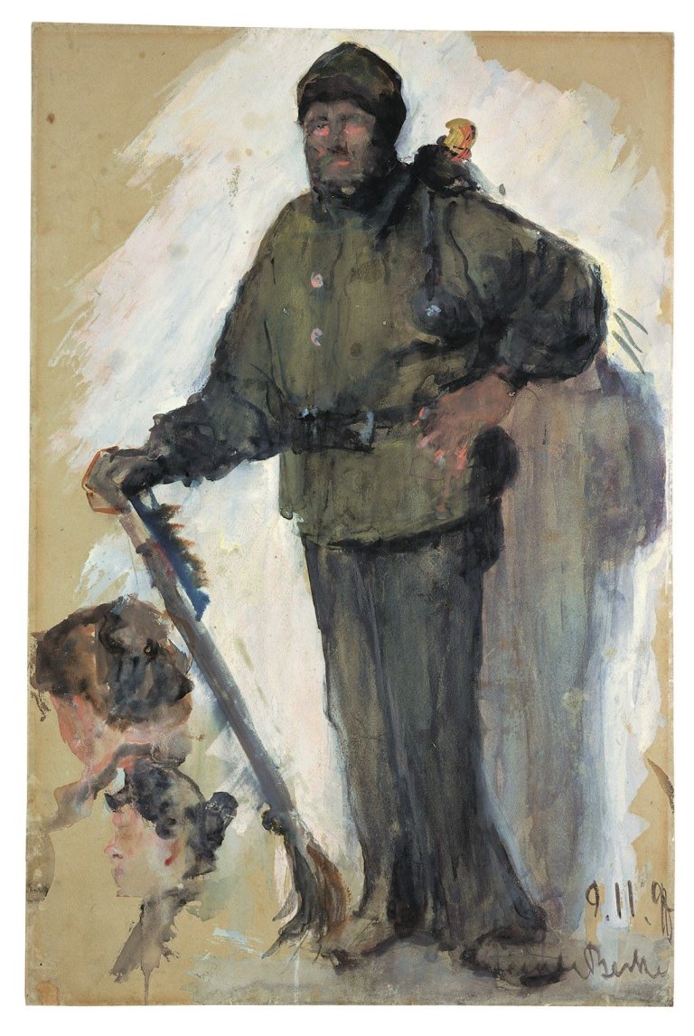 This picture shows the following artwork: Paula Modersohn-Becker. „Schornsteinfeger und zwei Frauenköpfe“. 1897.