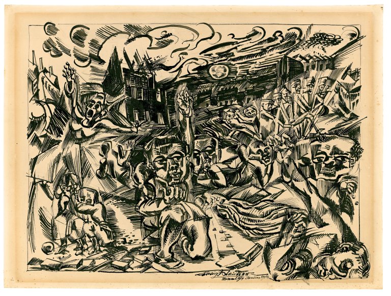 Auf diesem Bild ist das folgende Kunstwerk zu sehen: Ludwig Meidner. Zerstörung einer Stadt. 1914/15.