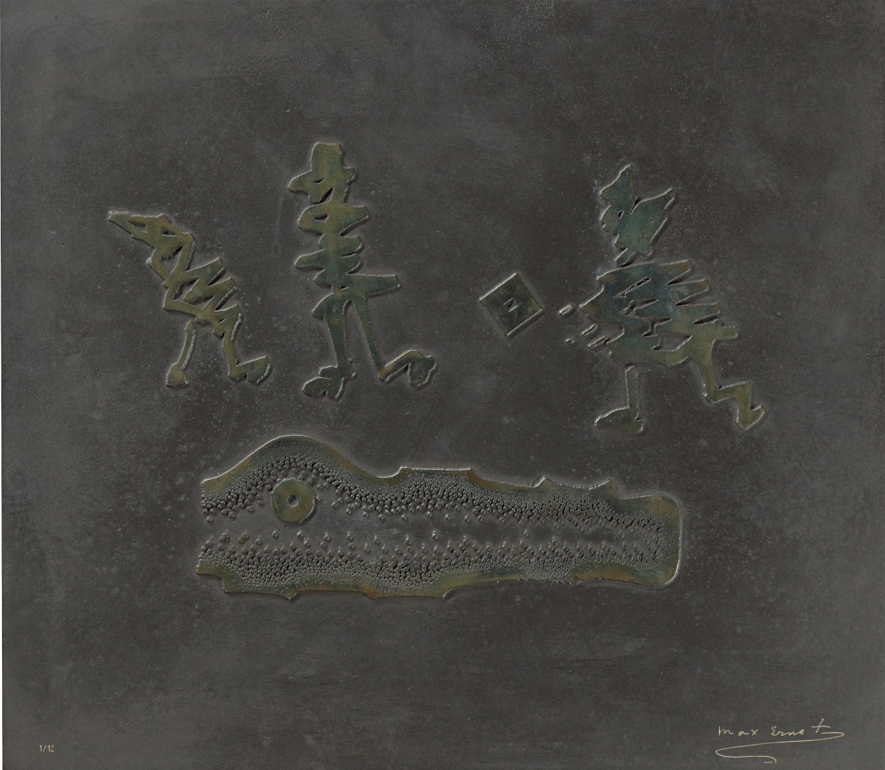 Auf diesem Bild ist das folgende Kunstwerk zu sehen: Max Ernst. Ohne Titel (Relief V). 1970.