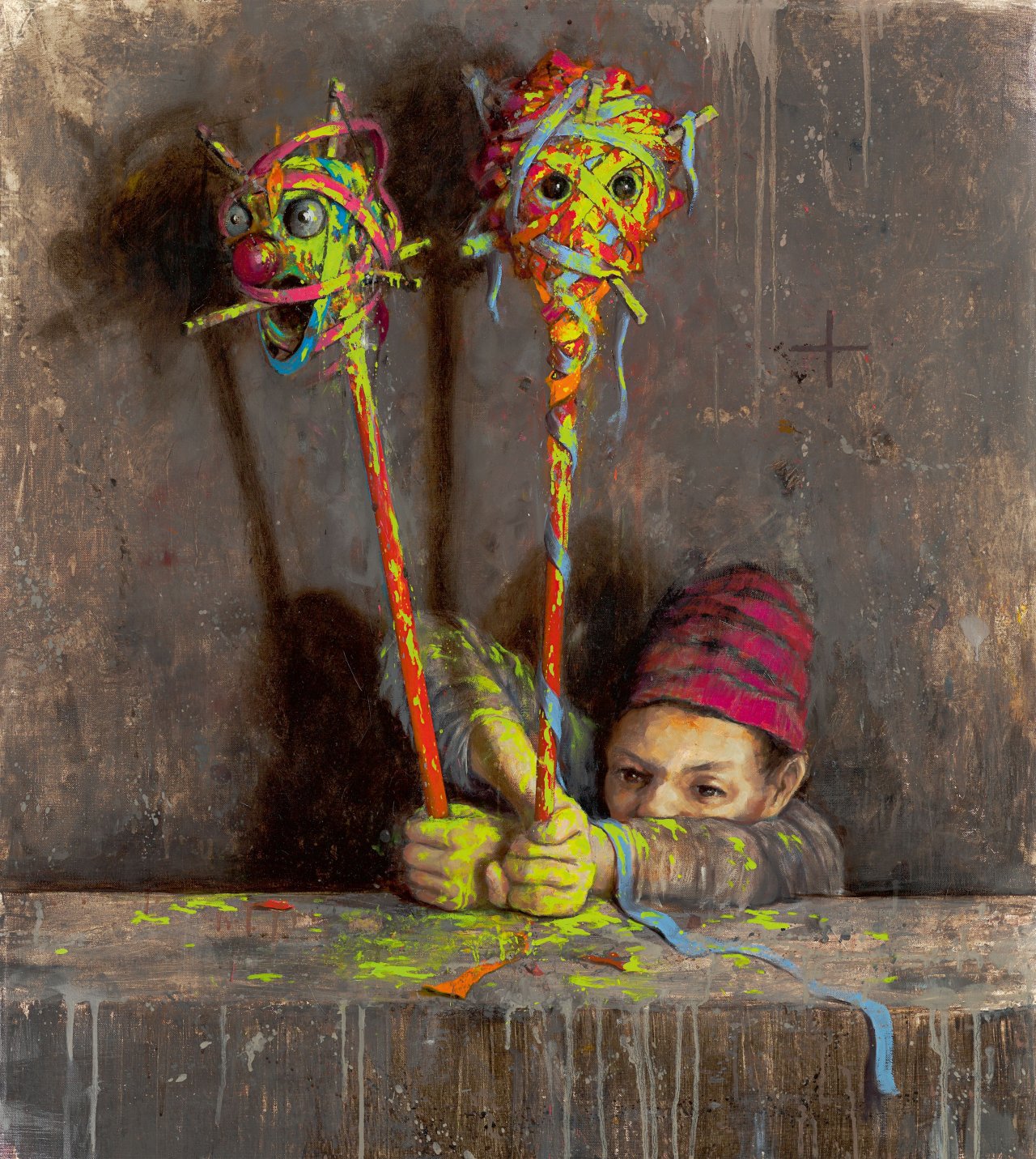 Auf diesem Bild ist das folgende Kunstwerk zu sehen: Jonas Burgert. „Haupter“. 2011.