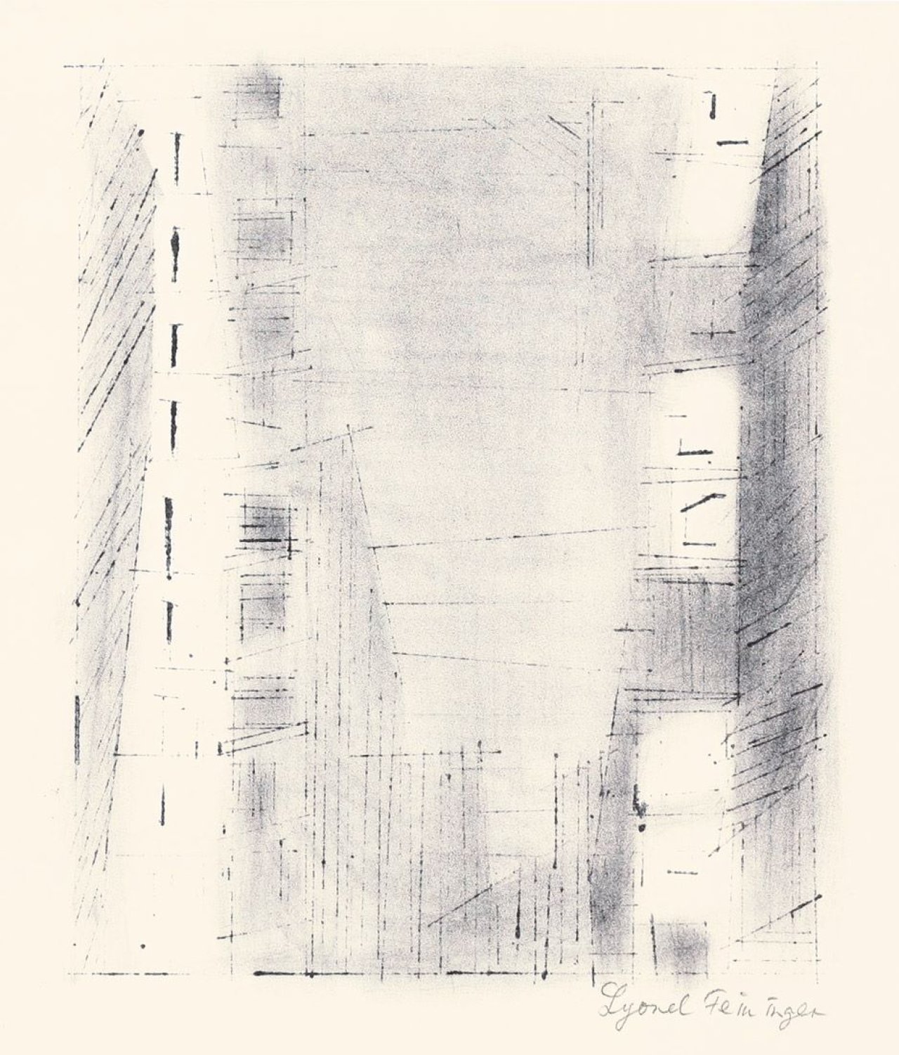 Auf diesem Bild ist das folgende Kunstwerk zu sehen: Lyonel Feininger. „Manhattan 3“. 1955.