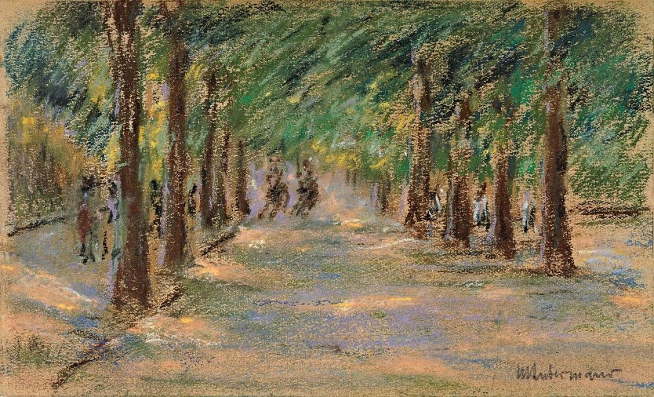 Auf diesem Bild ist das folgende Kunstwerk zu sehen: Max Liebermann. „Allee mit Reitern“. 1920er Jahre.