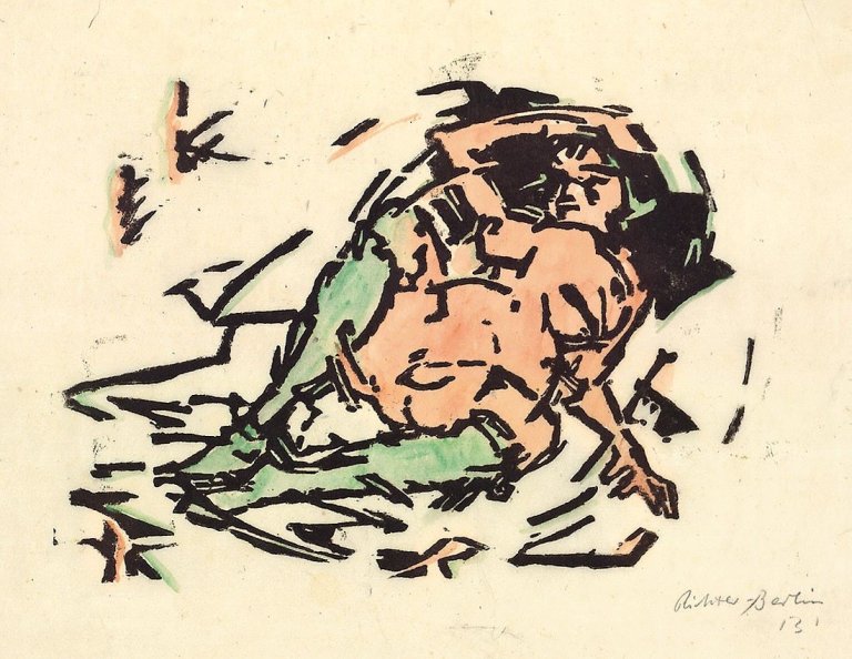 Auf diesem Bild ist das folgende Kunstwerk zu sehen: Heinrich Richter-Berlin. Liegender weiblicher Akt. 1913.