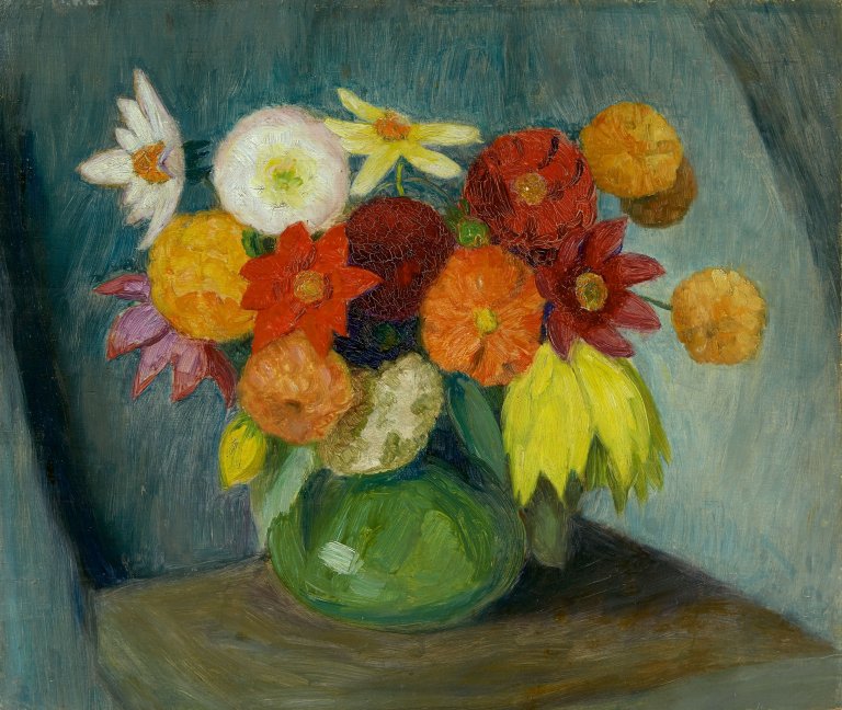 Auf diesem Bild ist das folgende Kunstwerk zu sehen: Otto Modersohn. „Sommerblumenstrauß“. Um 1925.