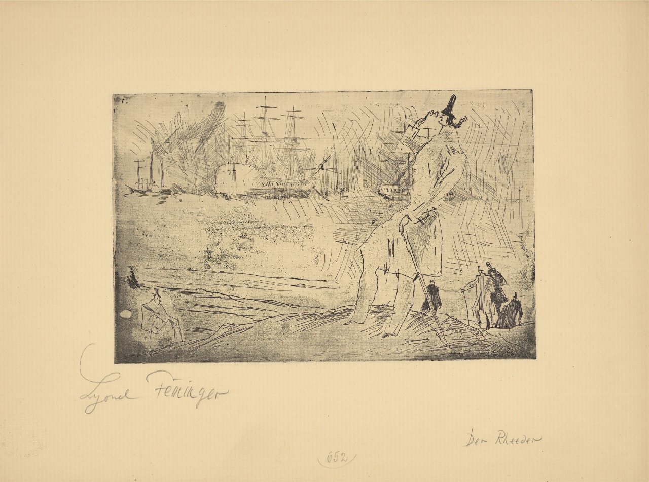 Auf diesem Bild ist das folgende Kunstwerk zu sehen: Lyonel Feininger. „Der Rheeder“. 1911/12.