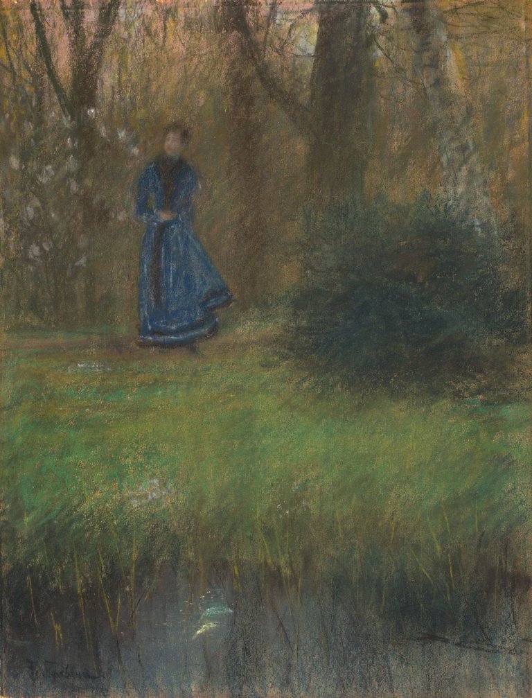 Auf diesem Bild ist das folgende Kunstwerk zu sehen: Franz Skarbina. „Abendspaziergang“. Um 1895.