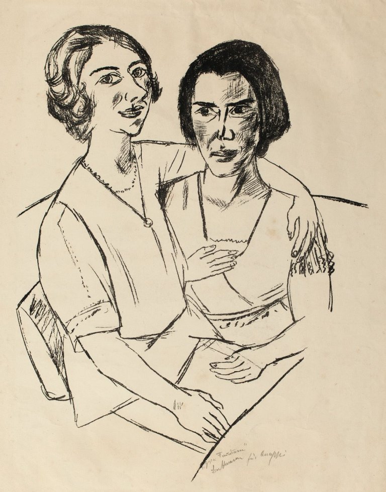 Auf diesem Bild ist das folgende Kunstwerk zu sehen: Max Beckmann. „Zwei Frauen“ („Zwei Freundinnen“). 1922.