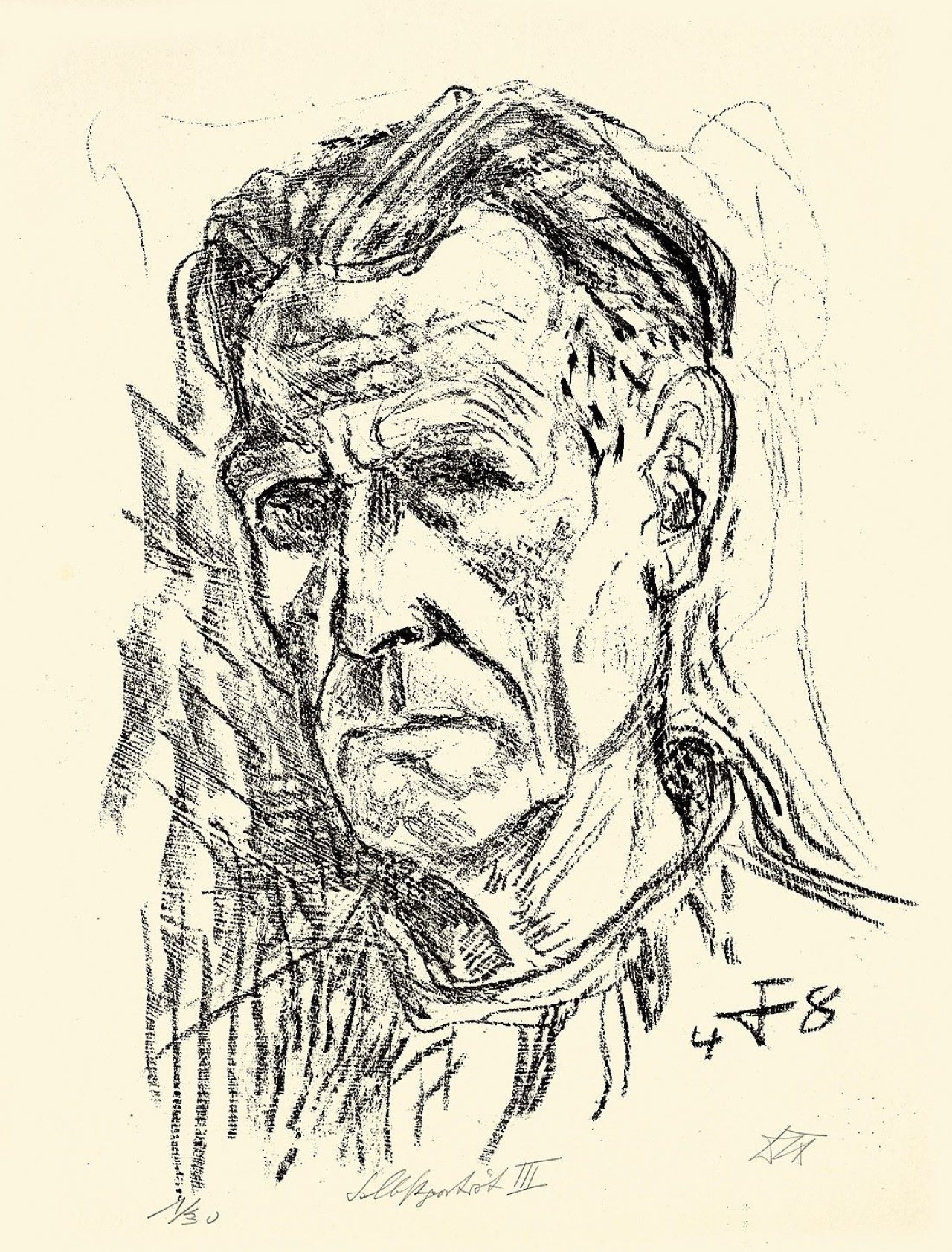 Auf diesem Bild ist das folgende Kunstwerk zu sehen: Otto Dix. „Selbstbildnis V“. 1948.