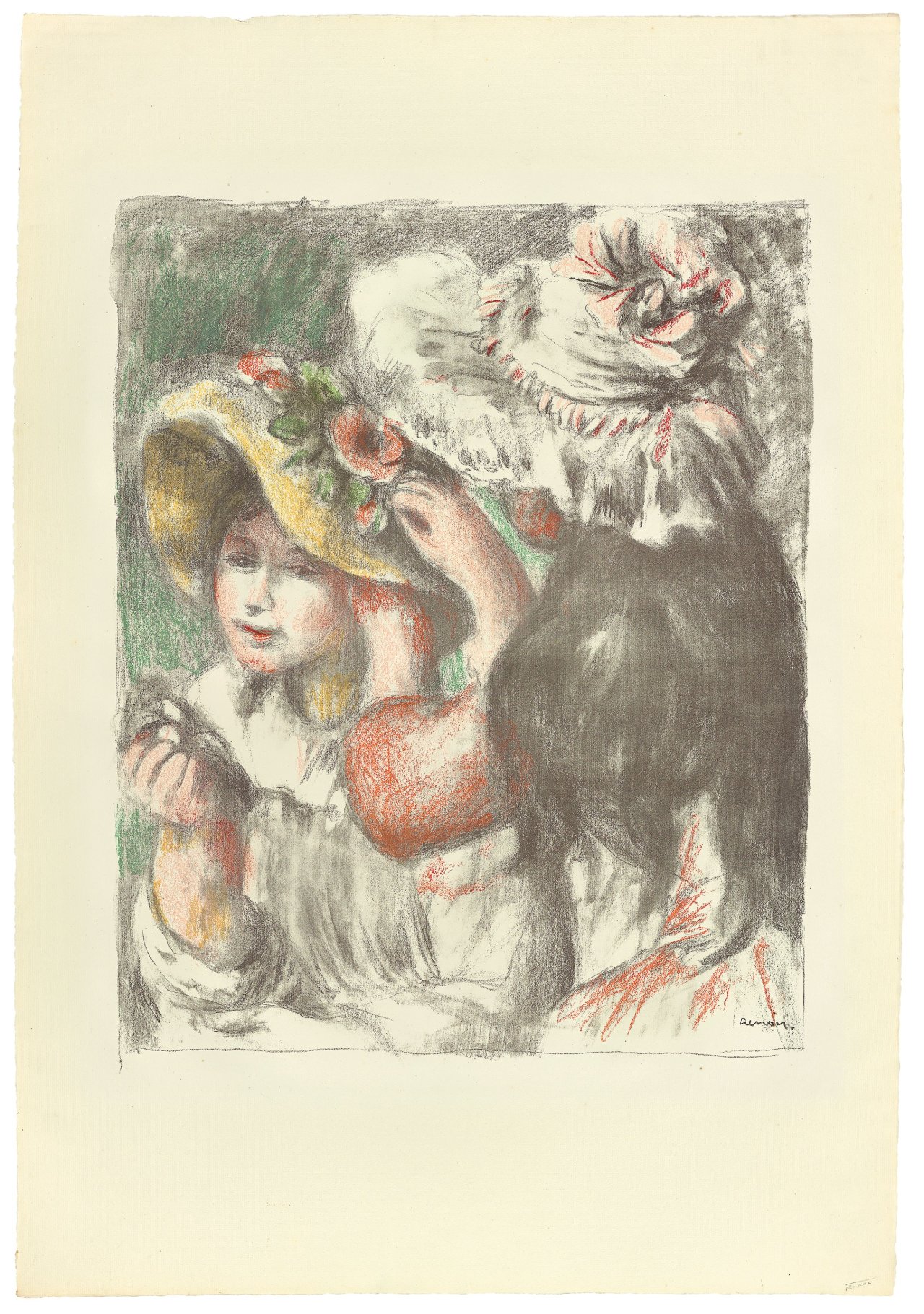 Auf diesem Bild ist das folgende Kunstwerk zu sehen: Auguste Renoir. „Le chapeau épinglé“ (deuxième planche). 1898.