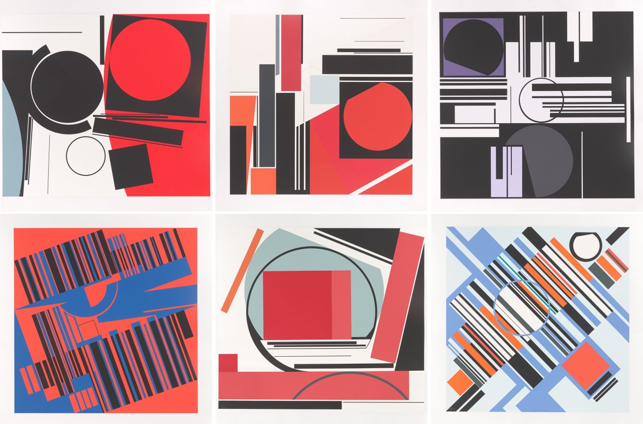 Auf diesem Bild ist das folgende Kunstwerk zu sehen: Günter Fruhtrunk. „6 Serigrafien“. 1971.