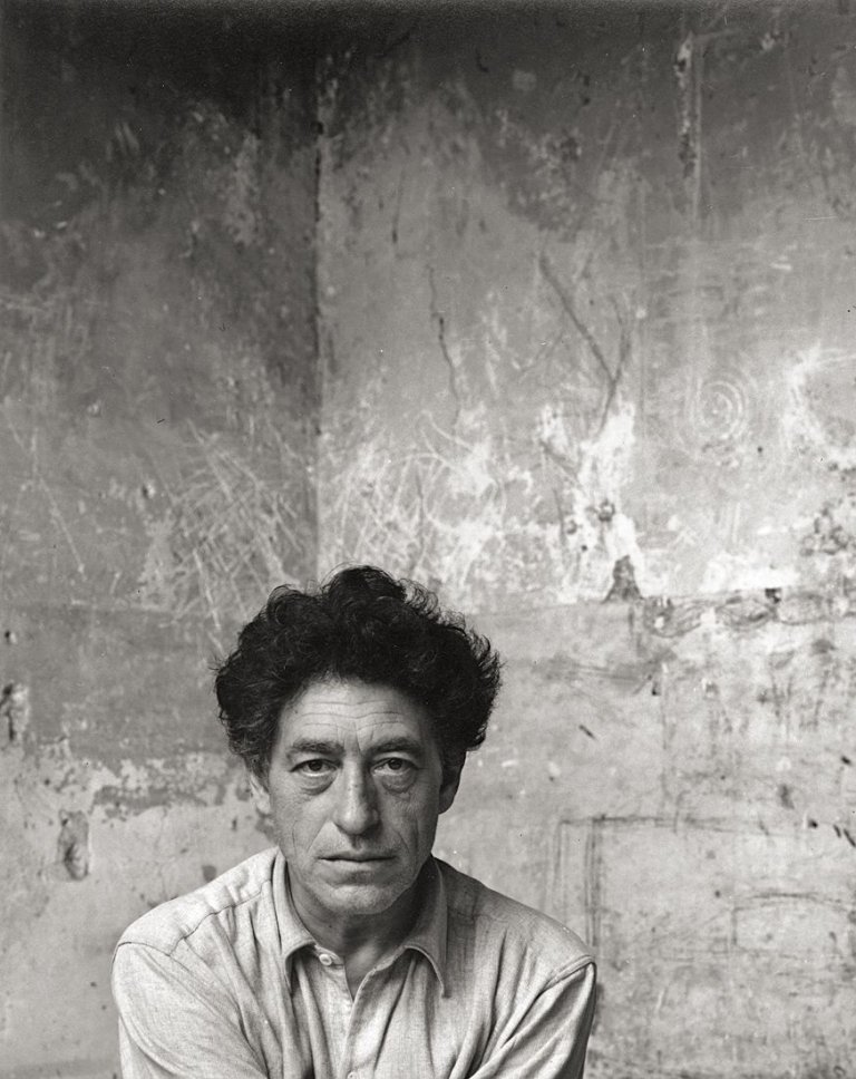 Auf diesem Bild ist das folgende Kunstwerk zu sehen: Arnold Newman. Alberto Giacometti, Paris. 1954.
