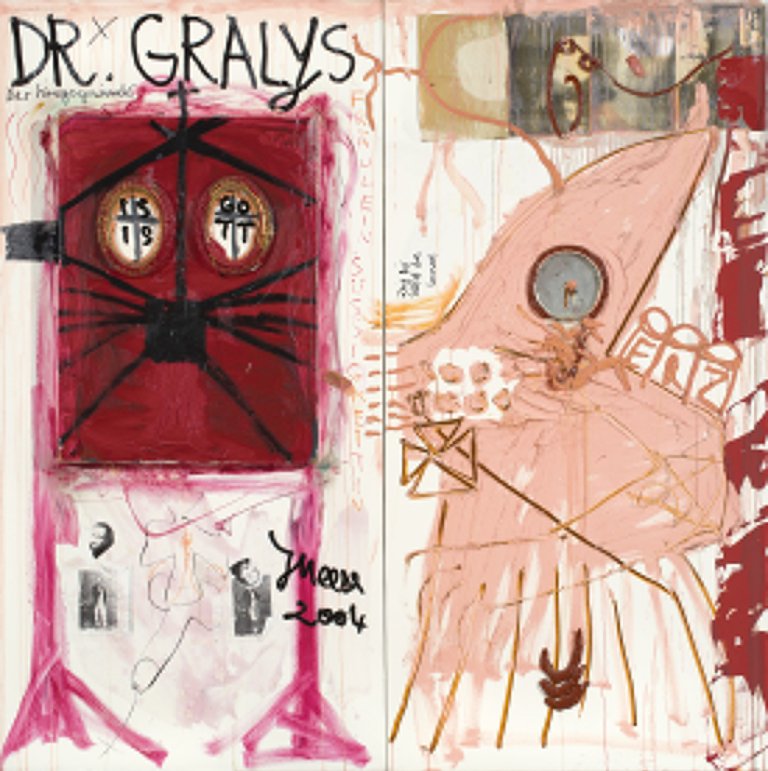 Auf diesem Bild ist das folgende Kunstwerk zu sehen: Jonathan Meese. „Das Kindermädchen Fräulein Daddy“. 2004-2005.