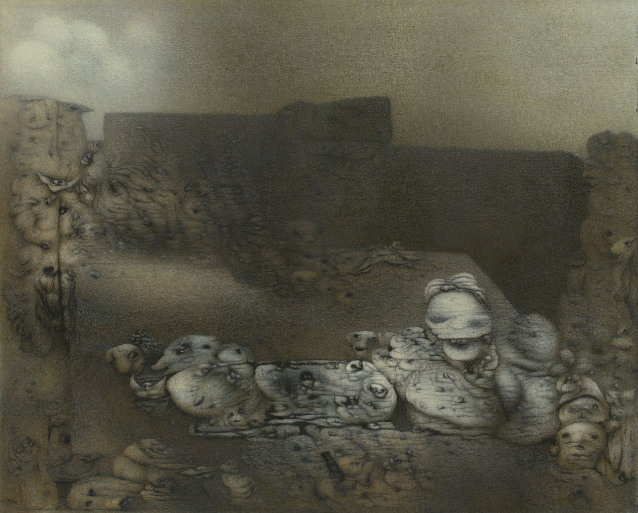 Auf diesem Bild ist das folgende Kunstwerk zu sehen: Richard Oelze. „Todesfestlichkeit“. 1967-69.