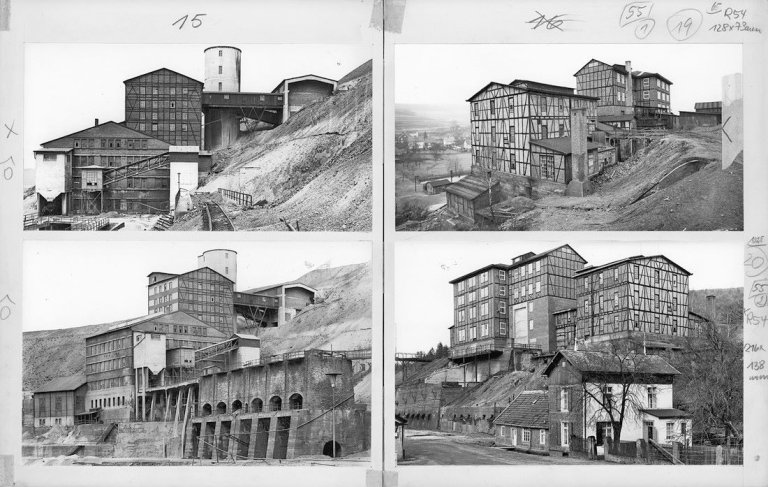 Auf diesem Bild ist das folgende Kunstwerk zu sehen: Bernd und Hilla Becher (Siegen 1931 - 2007 Rostock / Potsdam 1934 - 2015 Düsseldorf). Aufbereitungsanlage der Grube ,Grosse Burg’ in Altenseelbach, Kreis Siegen, Fabrikanlagen, Siegener Industriegebiet. 1959–1962.