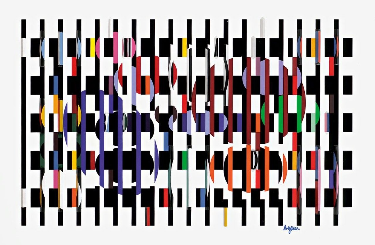 Auf diesem Bild ist das folgende Kunstwerk zu sehen: Yaacov Agam. „2+3=4“. 1981.