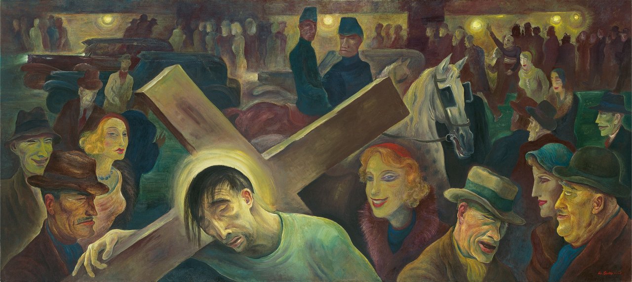 Auf diesem Bild ist das folgende Kunstwerk zu sehen: Albert Birkle. Kreuztragung (Friedrichstraße). 1924.